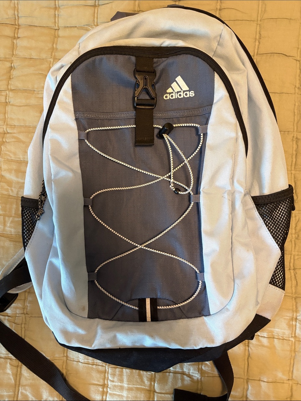 adidas Light Blue and Dark Blue Backpack with Front Bungee